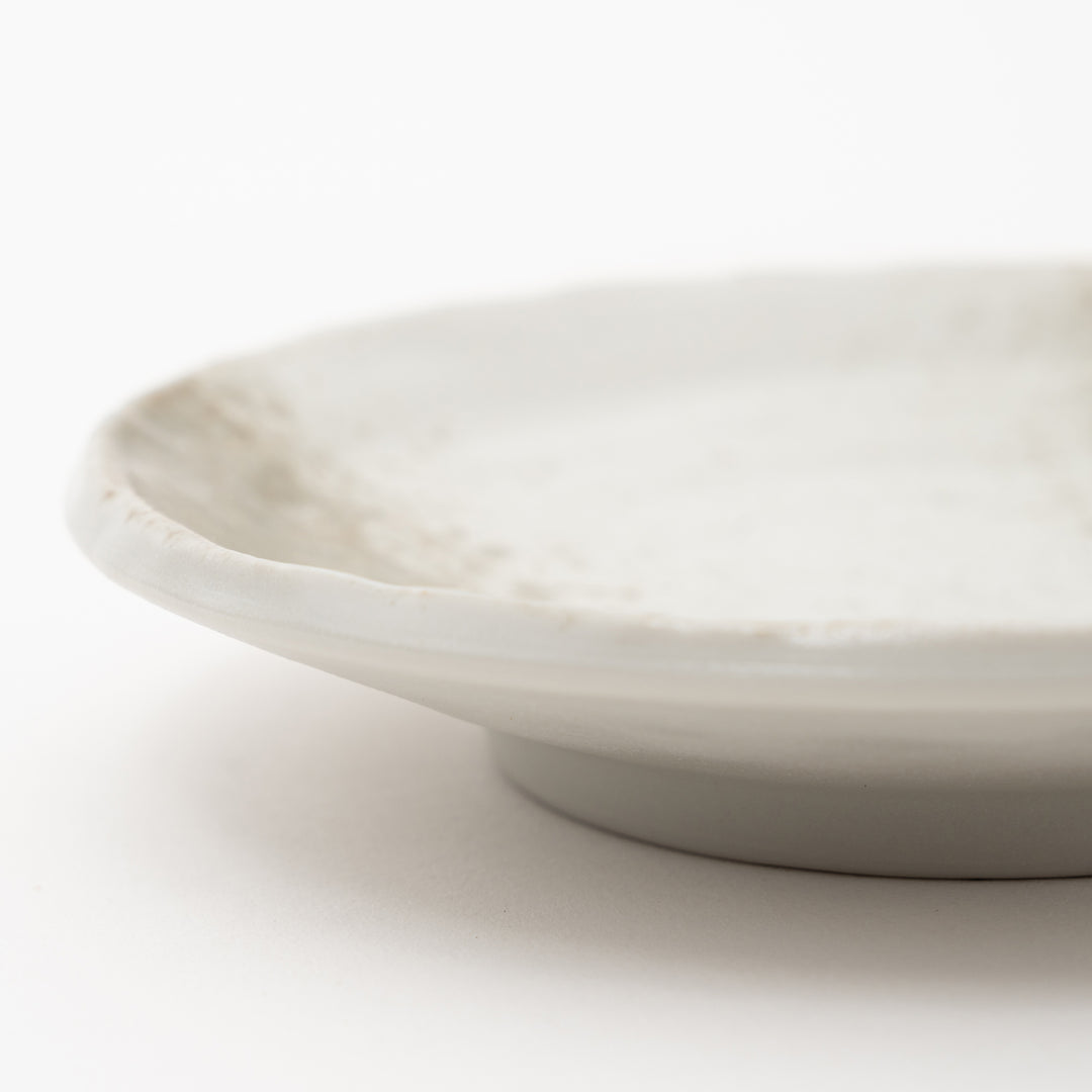 Mino Ware White & Green Speckled Ceramic Plate