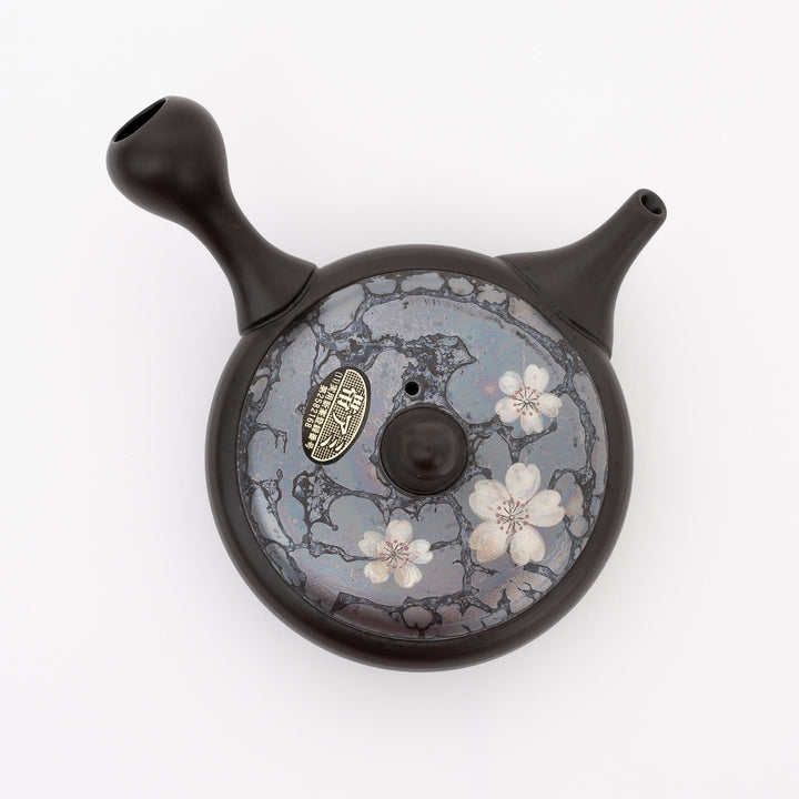 Handmade Tokoname Cherry Blossom Flat Teapot by Yasunori Imoto
