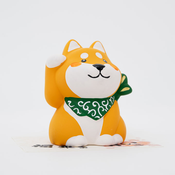 Yellow Beckoning Shiba Inu Figurine