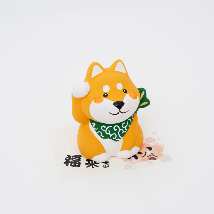 Yellow Beckoning Shiba Inu Figurine