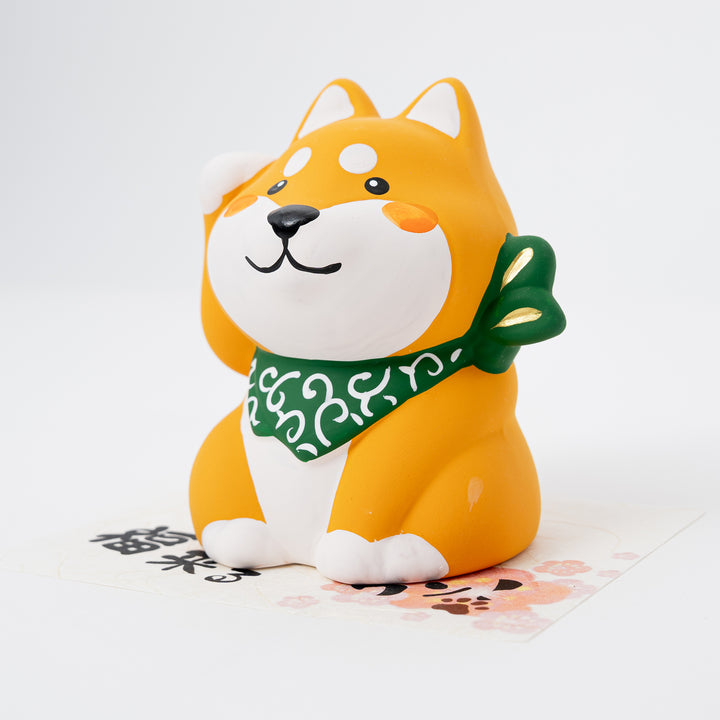 Yellow Beckoning Shiba Inu Figurine