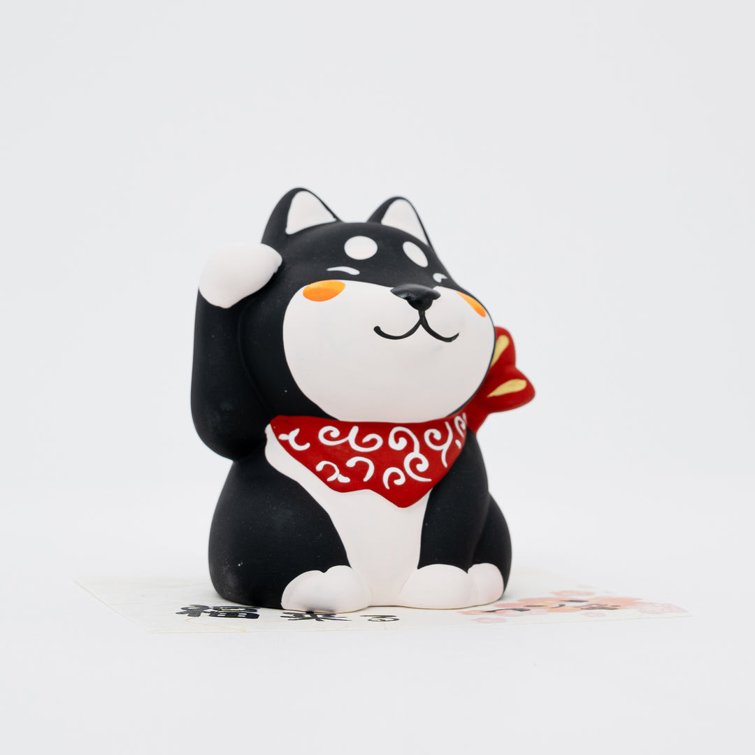 Black Beckoning Shiba Inu Figurine