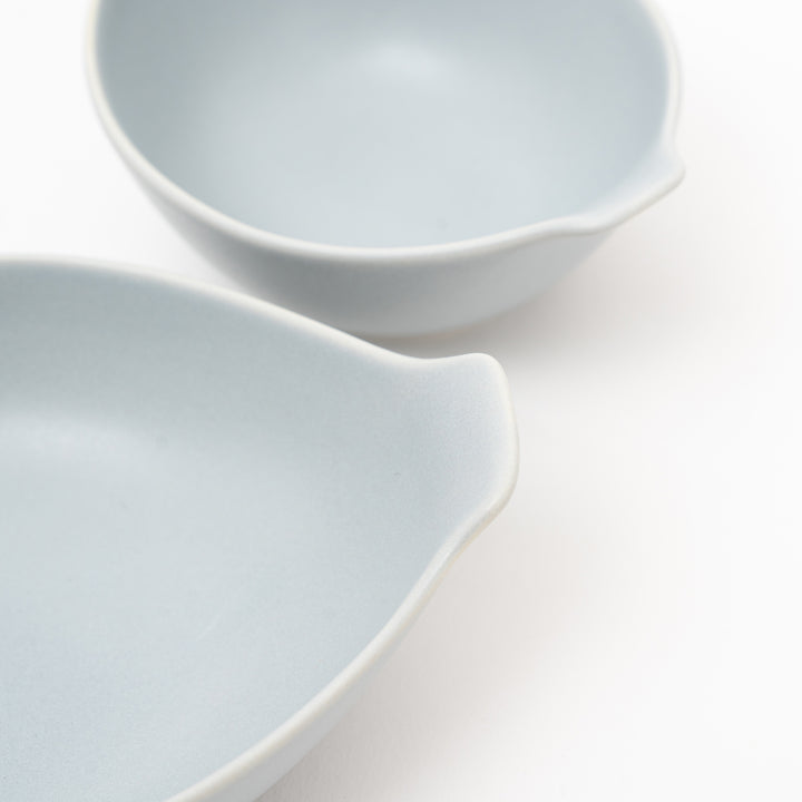Japanese Cotori Bird Bowl Set (2pcs) – Gray Matte Porcelain Multi Bowl & Rice Bowl Gift Set