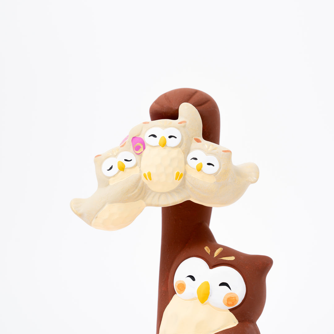 Adorable Ceramic Owl Family Figurine