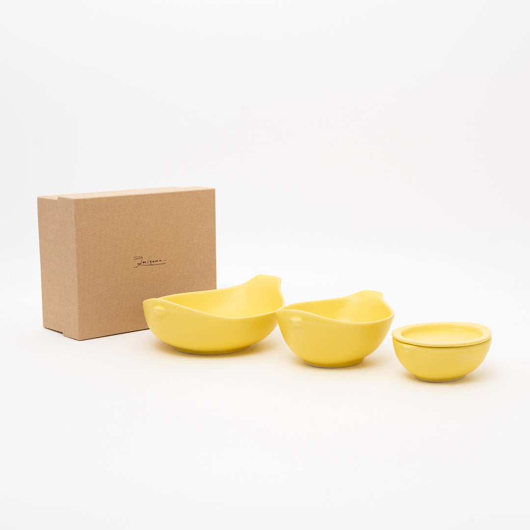 4pc Lemon Yellow Bird-Shaped Bowl Gift Set
