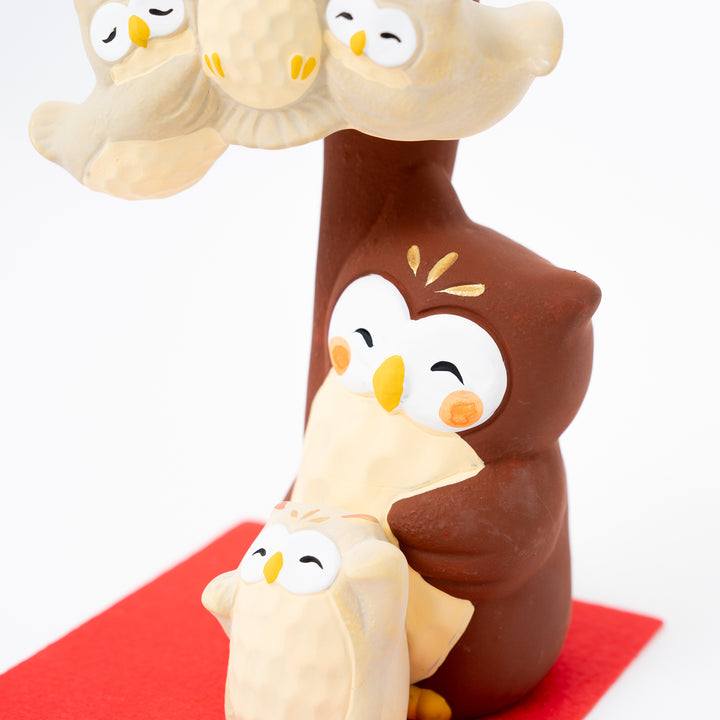 Adorable Ceramic Owl Family Figurine