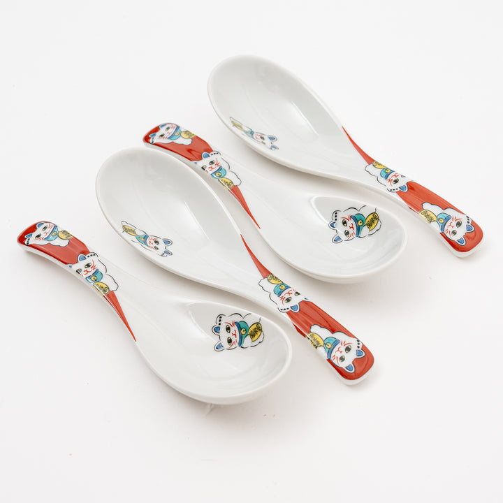 Kutani Ware Maneki-Neko Ceramic Spoon