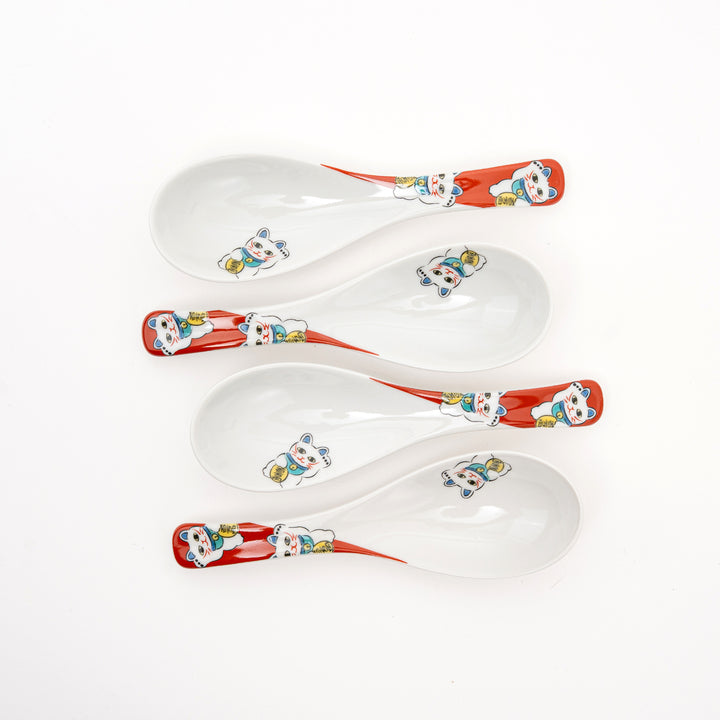 Kutani Ware Maneki-Neko Ceramic Spoon