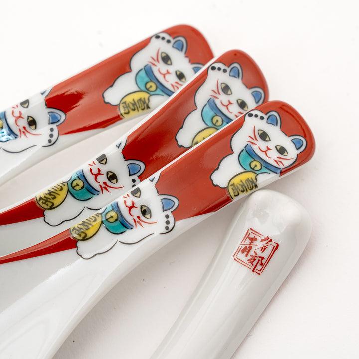 Kutani Ware Maneki-Neko Ceramic Spoon