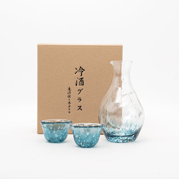 Toyo Sasaki Aqua Drizzle Glass Sake Set | Handcrafted in Japan