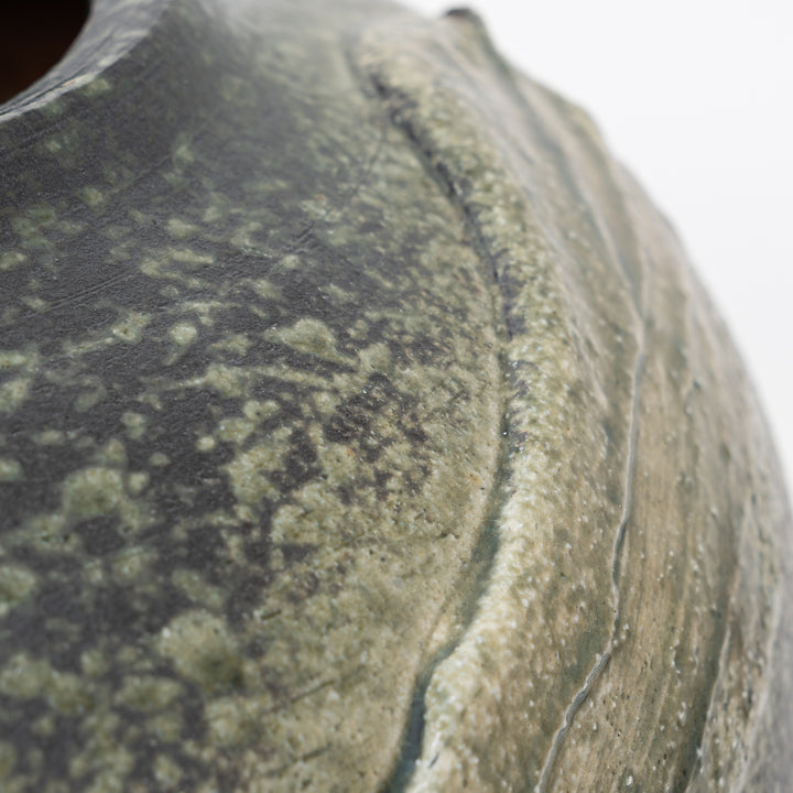 Shigaraki Green Ash Glaze Large Round Vase