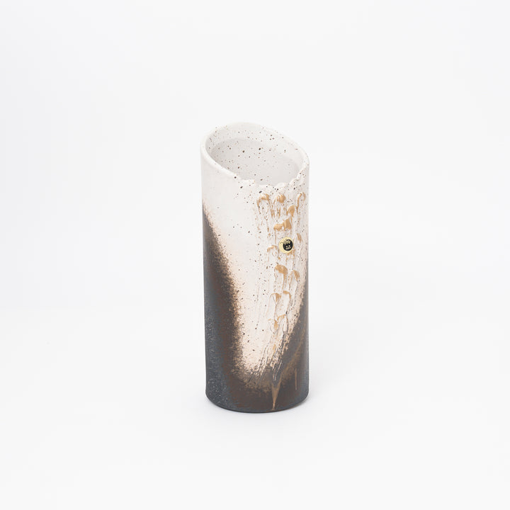 Shigaraki Gold White Kiln Cylinder Vase
