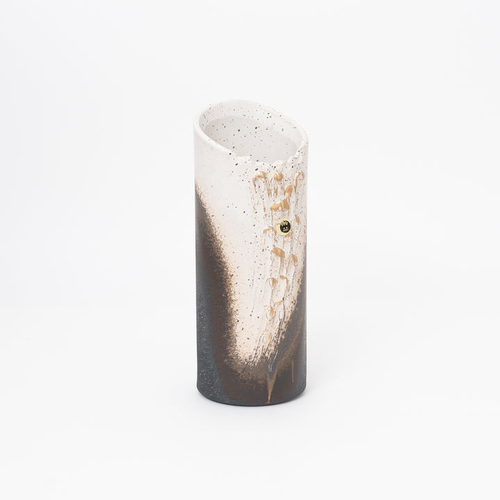 Shigaraki Gold White Kiln Cylinder Vase