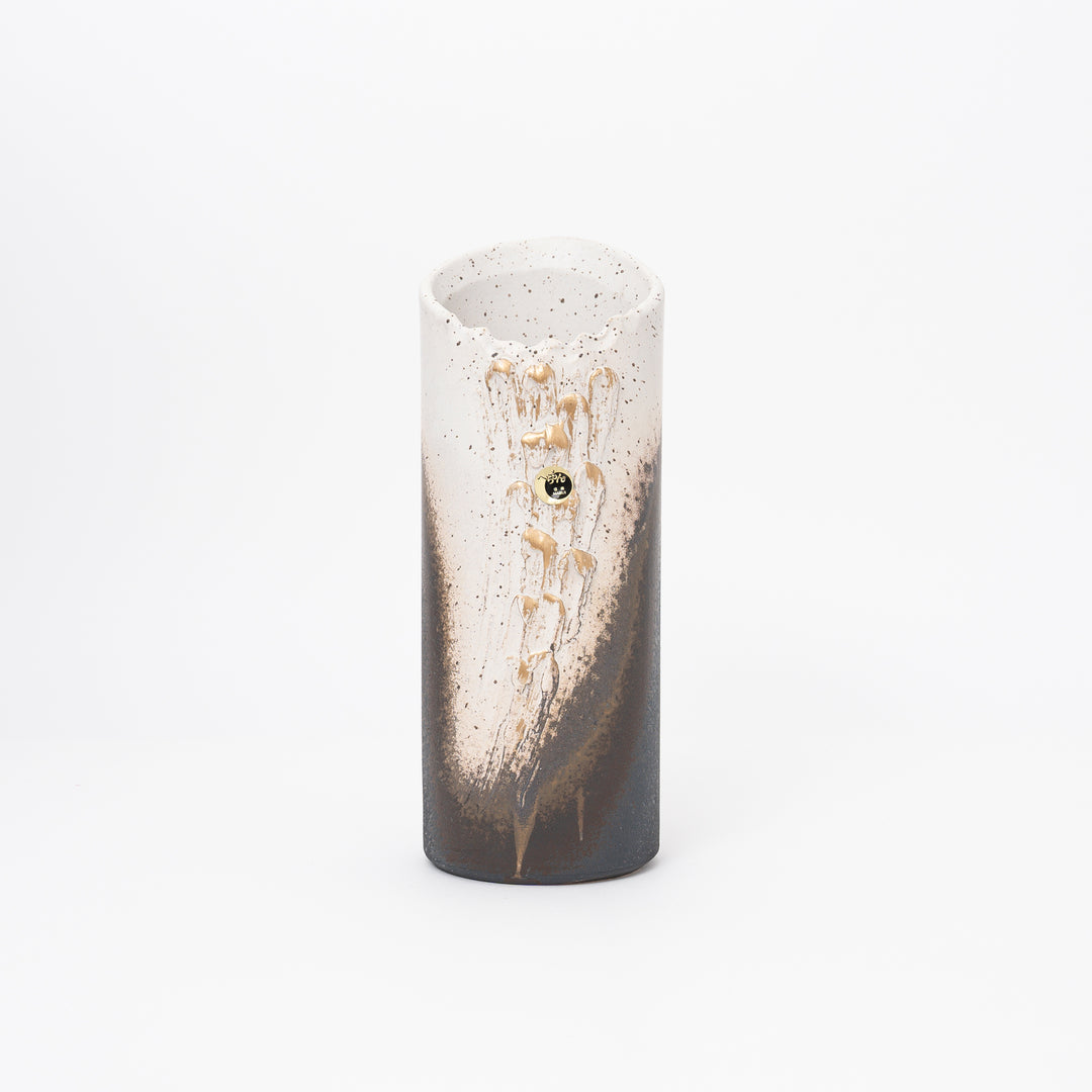 Shigaraki Gold White Kiln Cylinder Vase