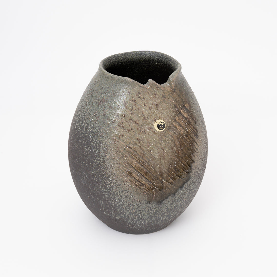 Shigaraki Rustic Artisan Oval Vase