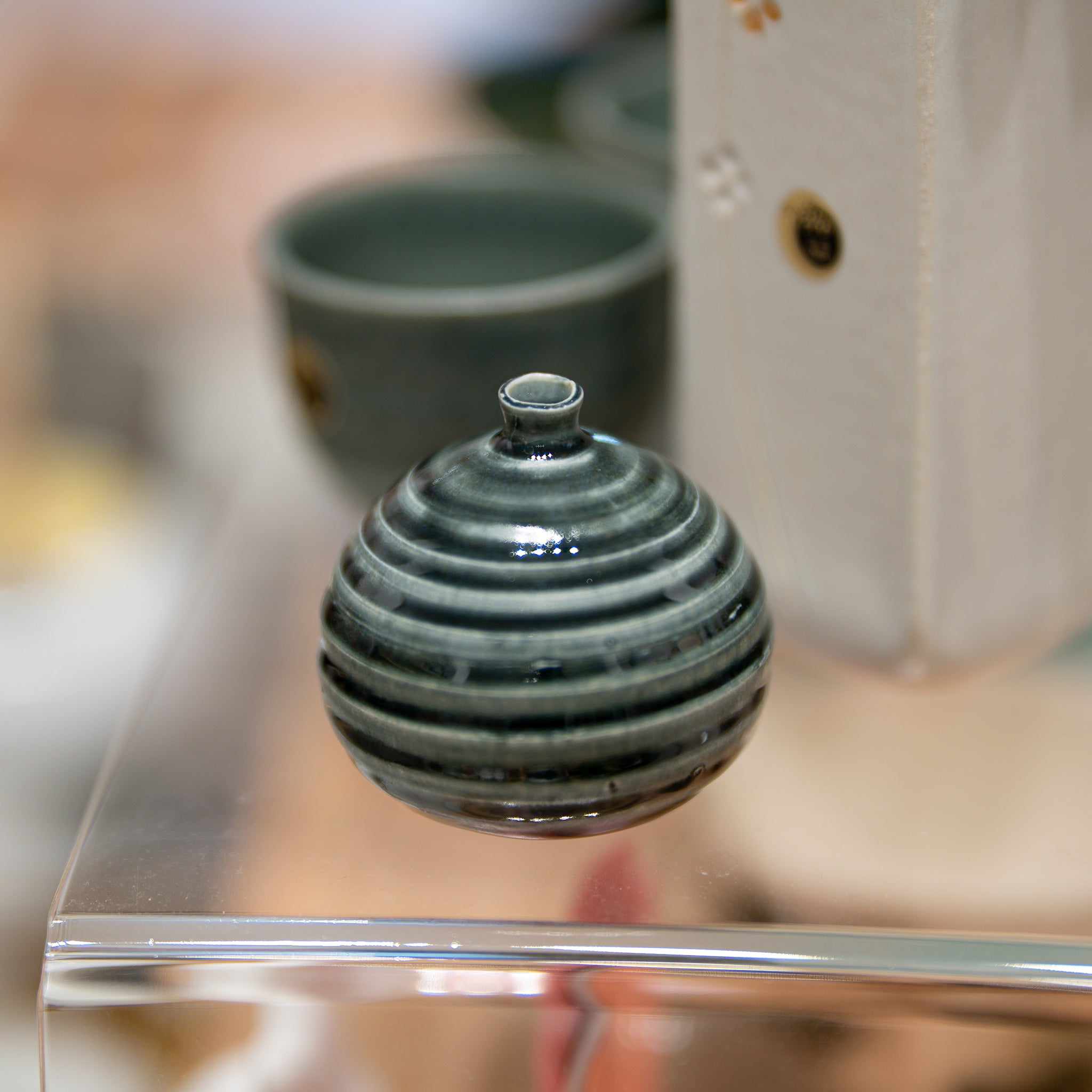 Handmade Shigaraki Ware Mini Vase: Bronze Vortex Japanese Pottery