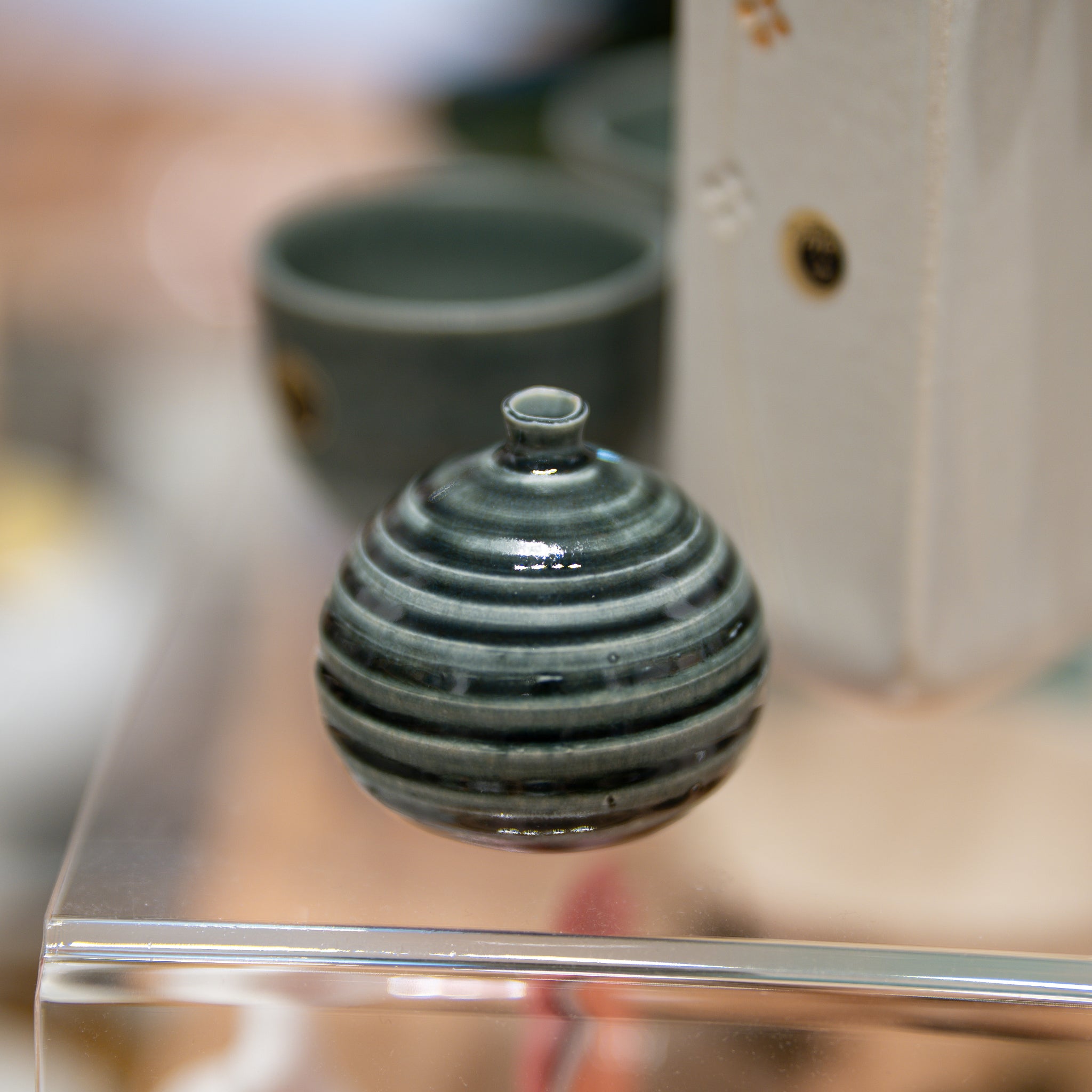 Handmade Shigaraki Ware Mini Vase: Bronze Vortex Japanese Pottery