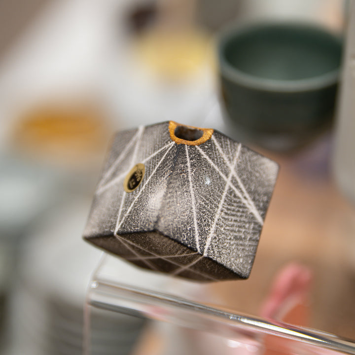 Handmade Geometric Shigaraki Ikebana Mini Vase
