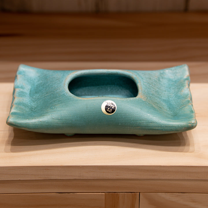 Shigaraki Teal Moribana Ikebana Vase with Kenzan