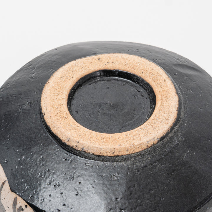 Handcrafted Mino ware Black and White Dotted Matcha Bowl