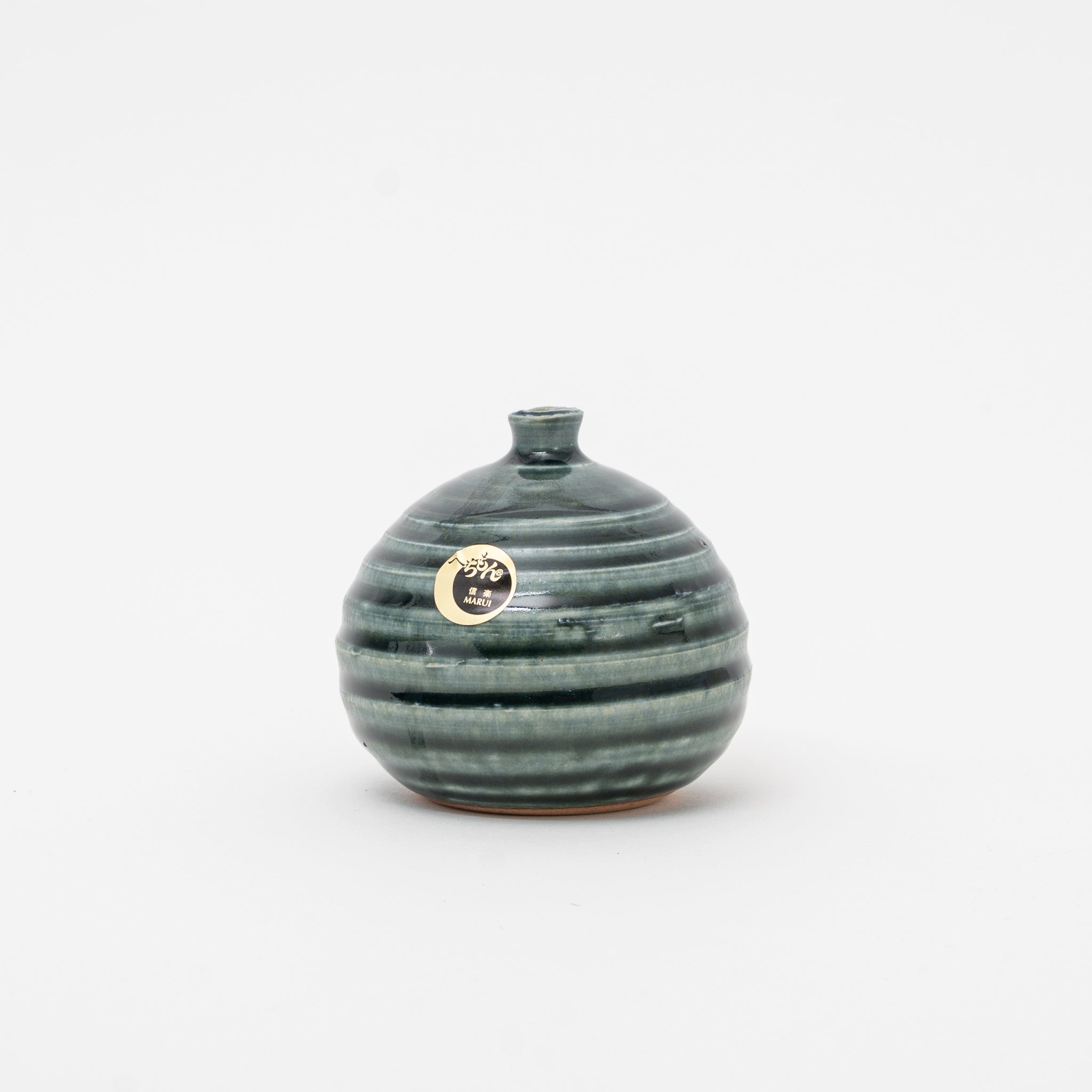 Handmade Shigaraki Ware Mini Vase: Bronze Vortex Japanese Pottery