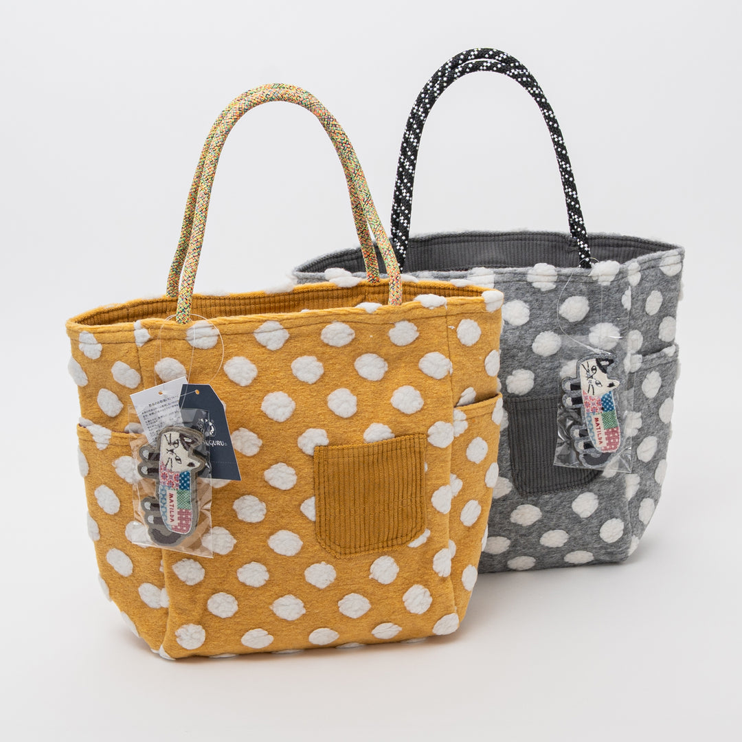 Bobble Dot Tote Bag – Textured Cat Character Everyday Bag