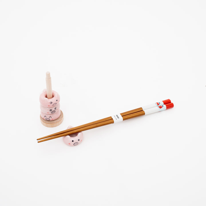 pink pig chopstick holder