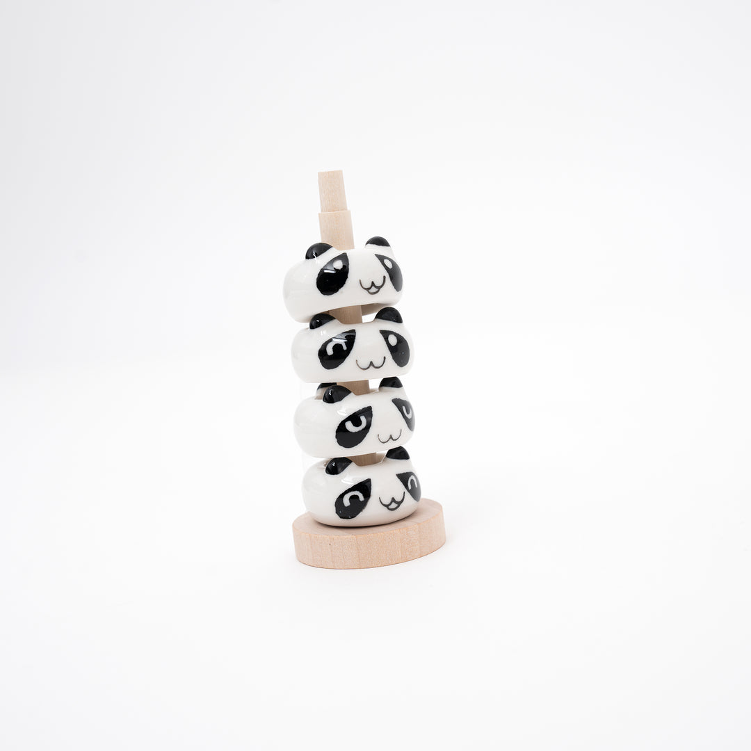 panda ceramic donut shape chopstick holder set