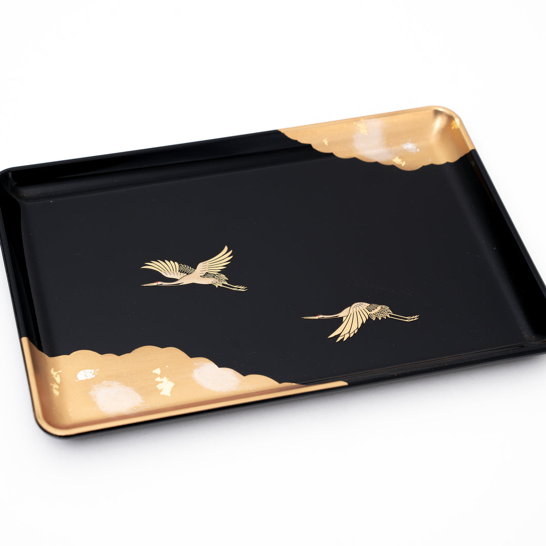 Handcrafted Gold and Silver Foil Crane Resin Tray