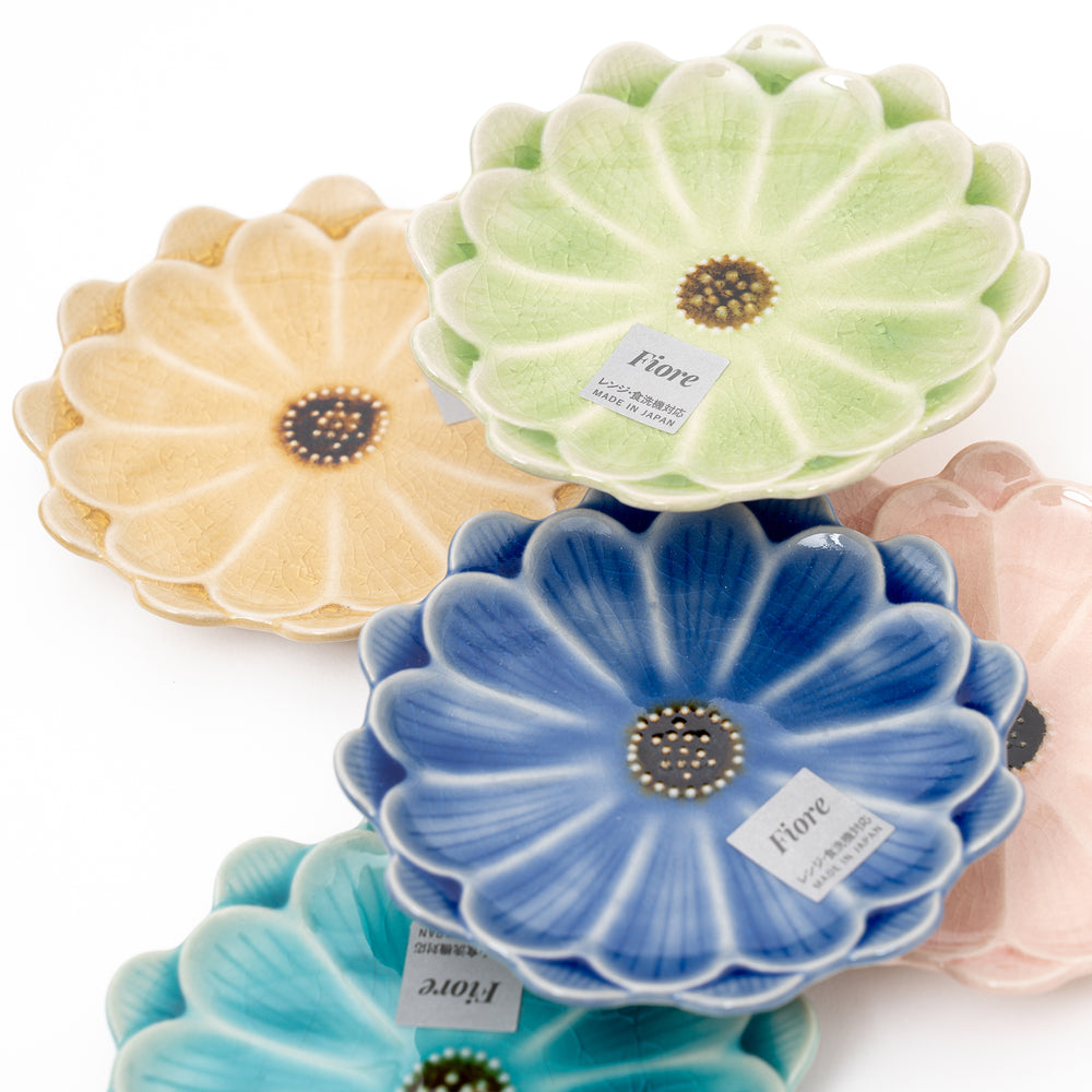 Handmade Seto Ware Flower Small Plate Crackle Glaze Made in Japan
