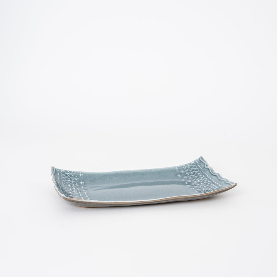 Lace-Edge Mashiko Ware Rectangular Serving Platter