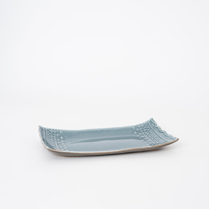 Lace-Edge Mashiko Ware Rectangular Serving Platter