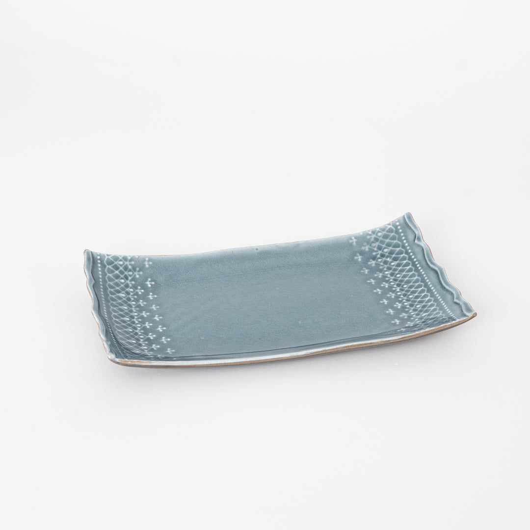 Lace-Edge Mashiko Ware Rectangular Serving Platter