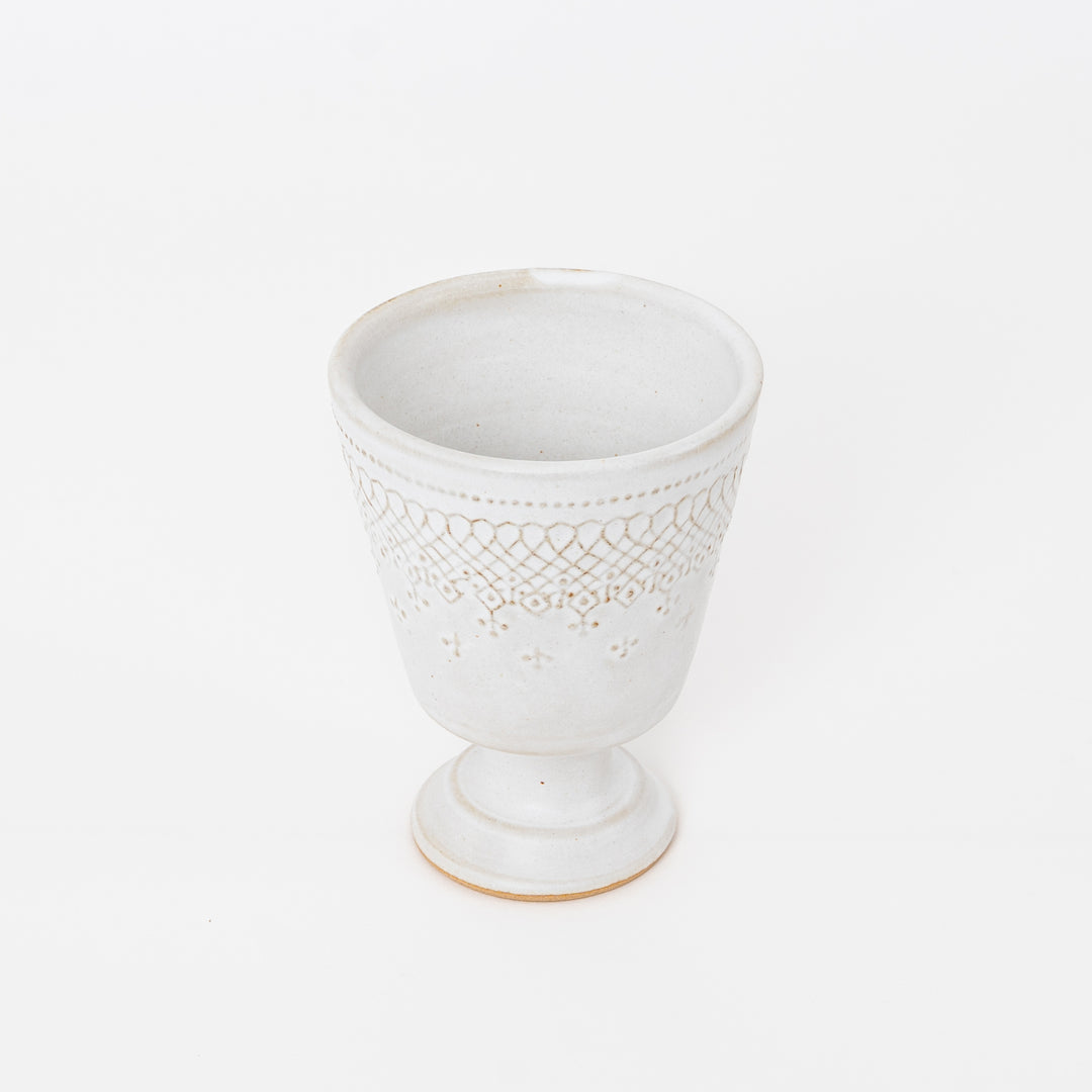 Footed Cup - Mashiko-yaki Matte Cream White