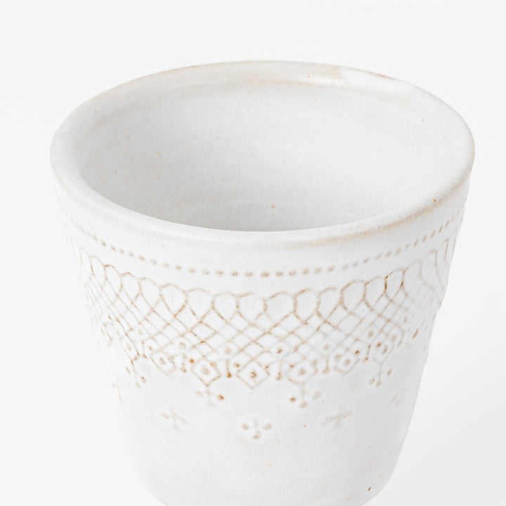 Footed Cup - Mashiko-yaki Matte Cream White