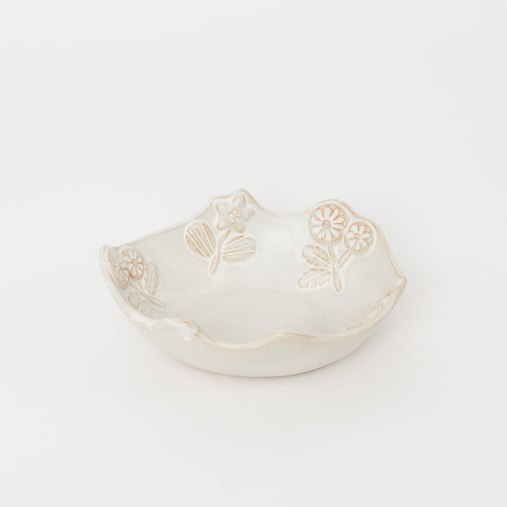 Handmade Mashiko Ware Floral Bowl