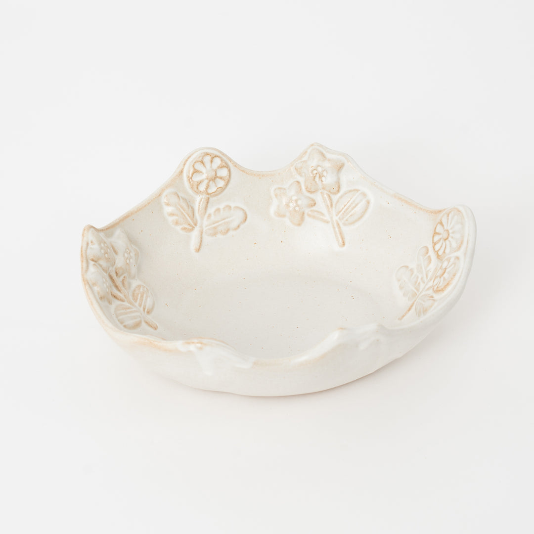 Handmade Mashiko Ware Floral Bowl