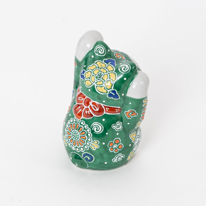 Bottom view of Kutani Ware Maneki Neko showing official kiln mark and workshop seal