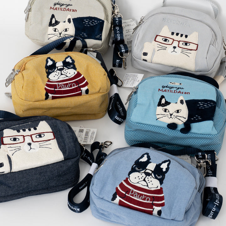 Embroidered Cat & French Bulldog Mini Crossbody Bag