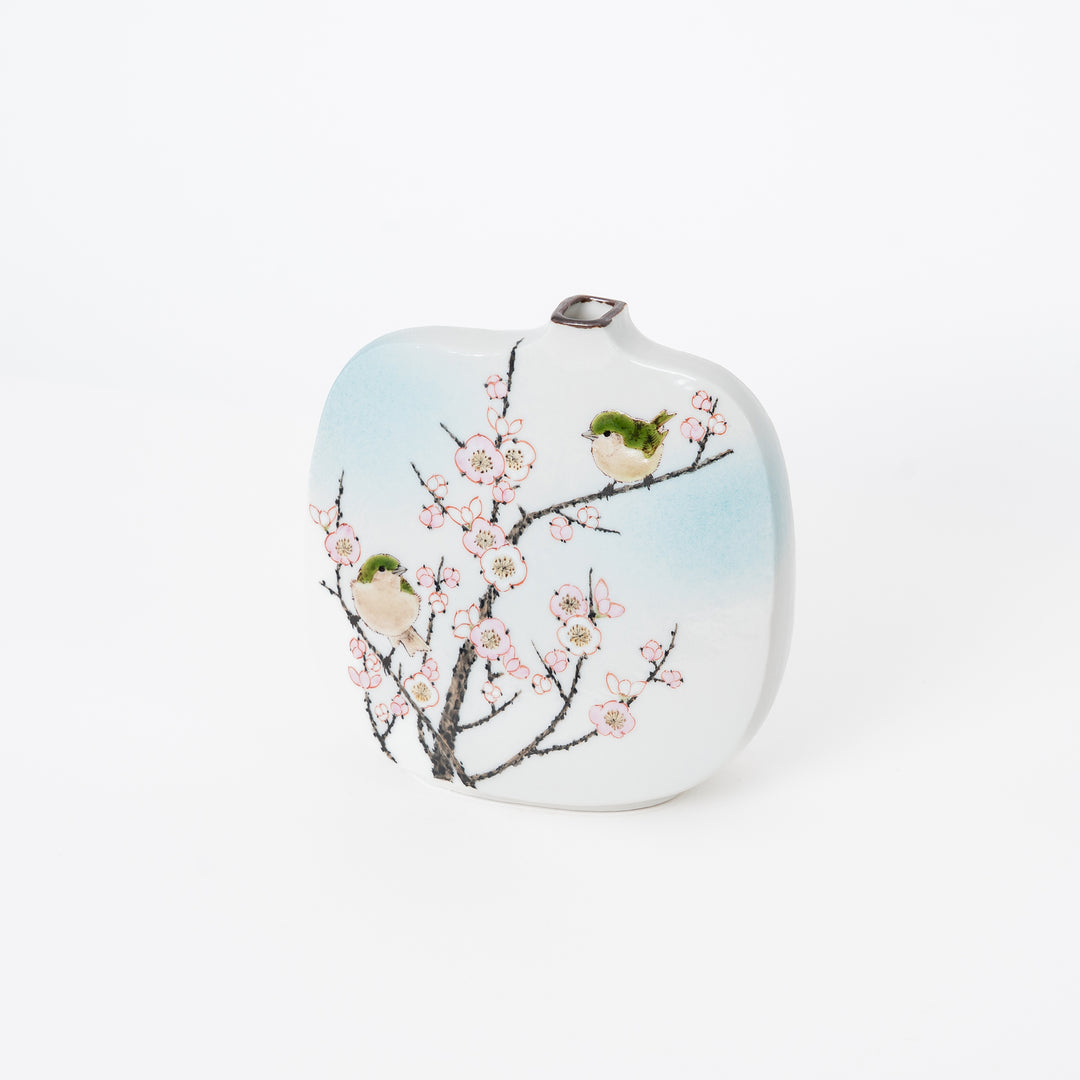 Plum Blossom & Bush Warbler Art Vase — by Nakamura Toshito