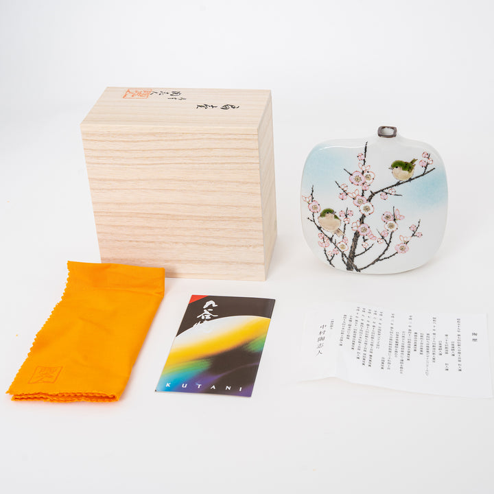 Plum Blossom & Bush Warbler Art Vase — by Nakamura Toshito