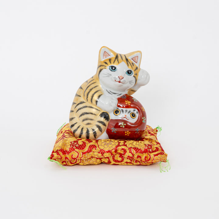Kutani Lucky Cat with Daruma