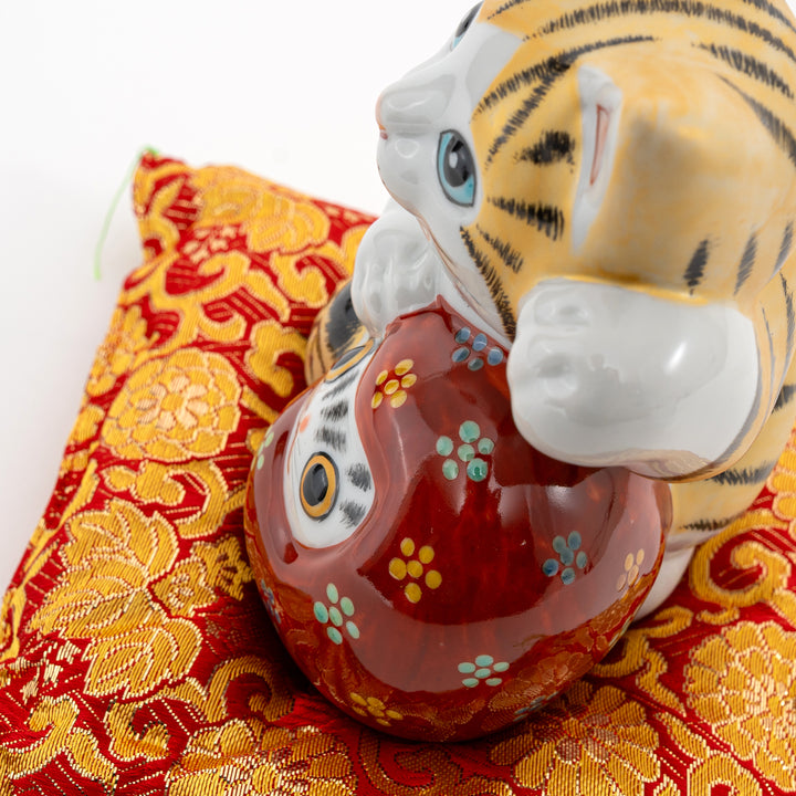 Kutani Lucky Cat with Daruma