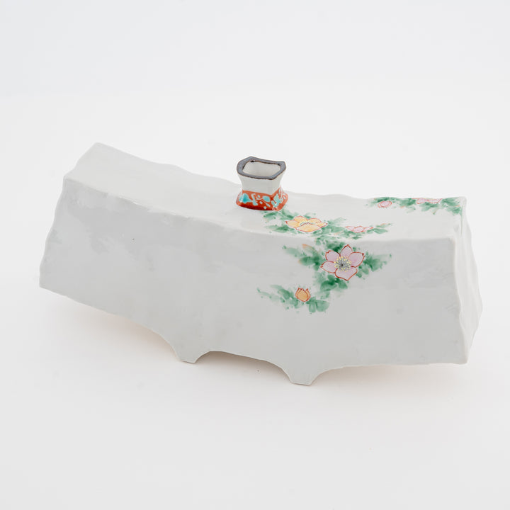 Kutani Ware Rose & Sparrow Art Vase — by Nakamura Toshito