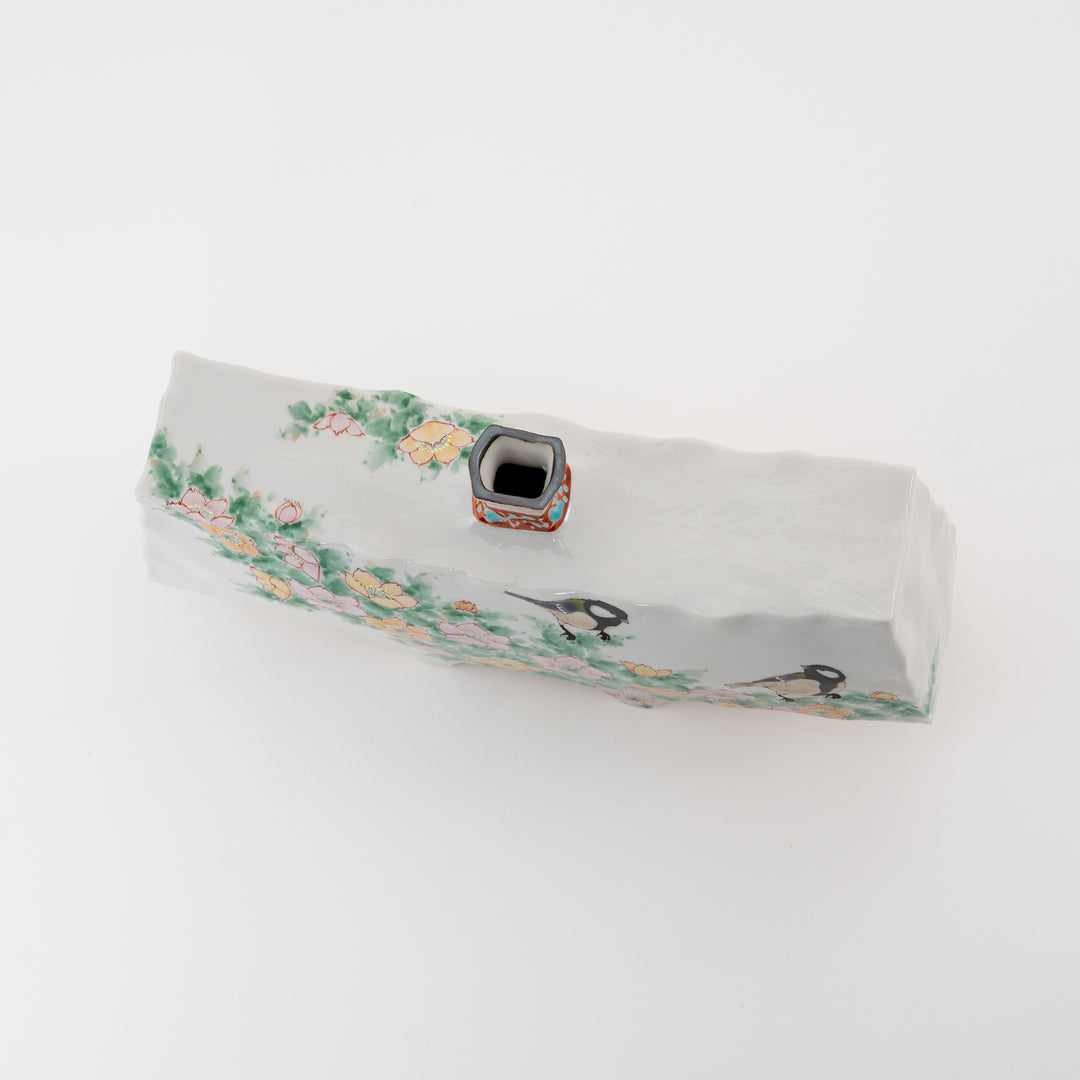 Kutani Ware Rose & Sparrow Art Vase — by Nakamura Toshito