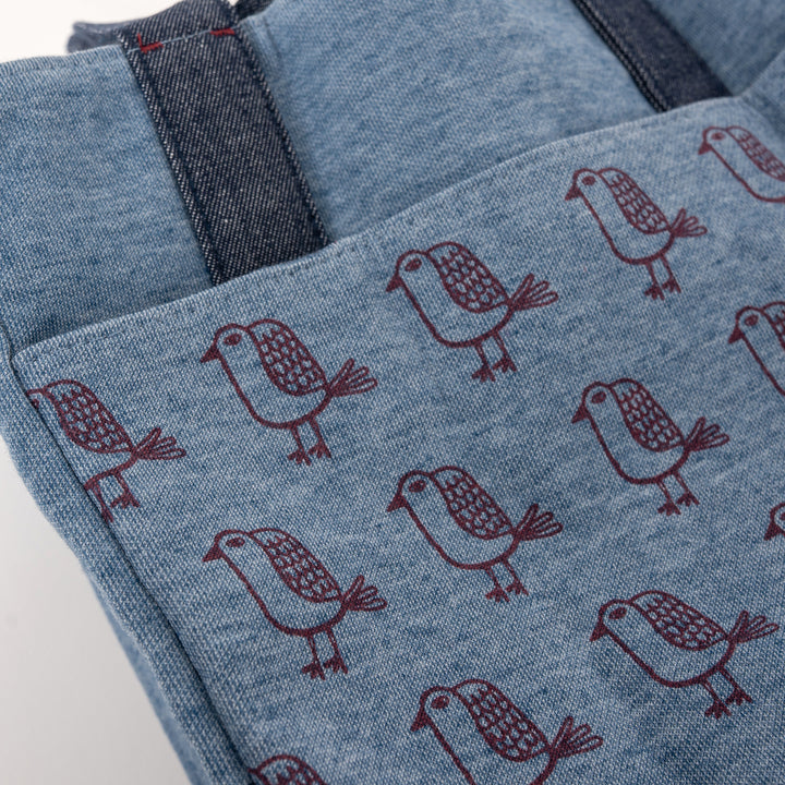 MATILDAsan Cat Canvas Tote Bag with Side Pocket - Gray / Blue