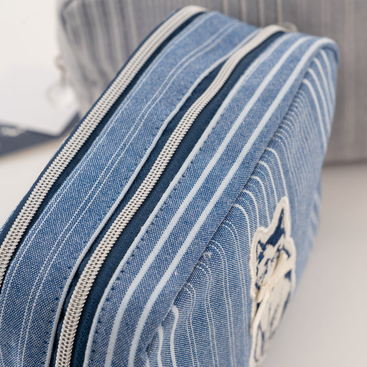 Bowtie Cat Striped Canvas Pouch