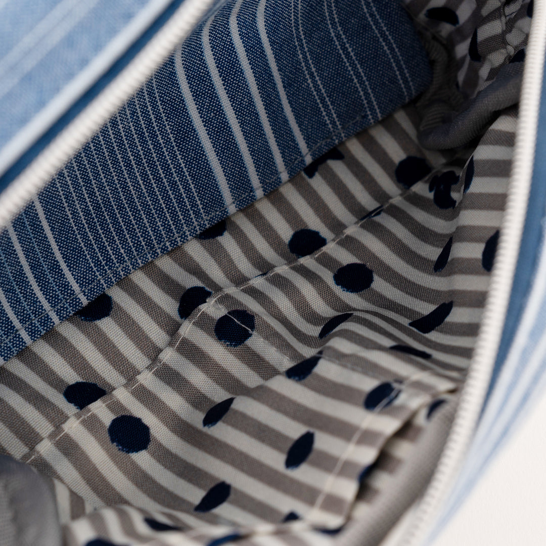 Bowtie Cat Striped Canvas Pouch