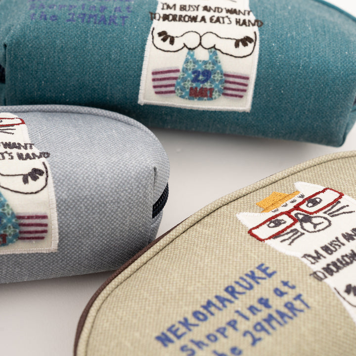 Kusuguru Japan Embroidered "Nekomaruke" Eyewear Case
