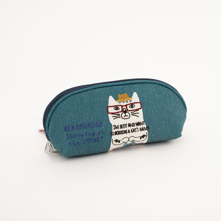 Kusuguru Japan Embroidered "Nekomaruke" Eyewear Case